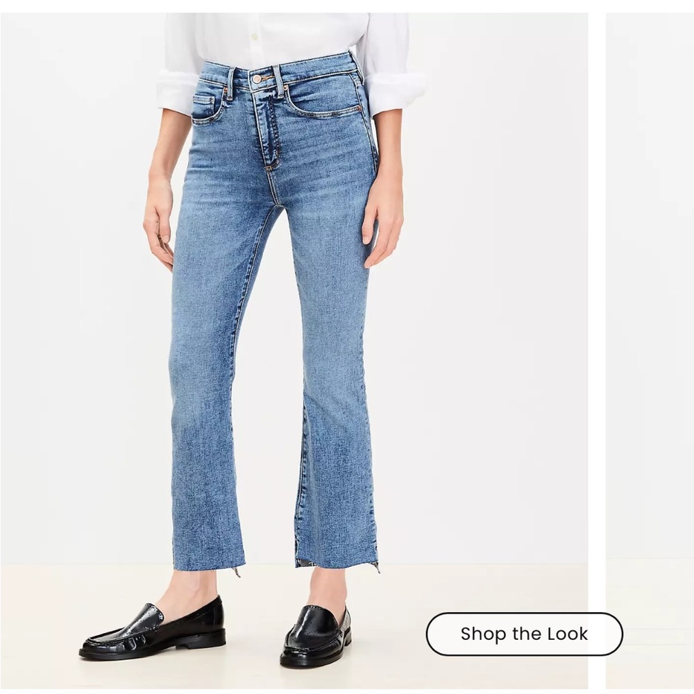 LOFT High Rise Kick Crop Jeans in Blue Denim